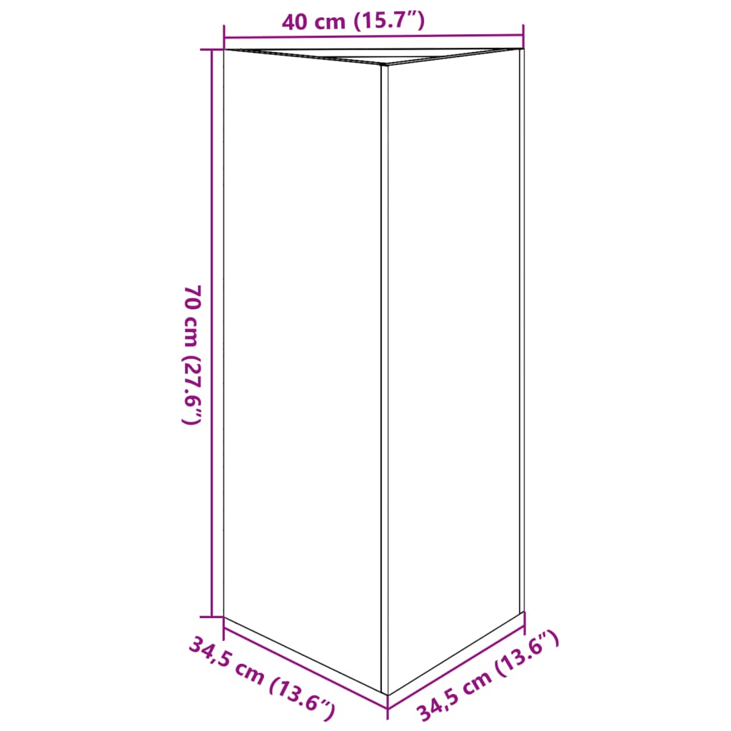 Vrtna sadilica crna trokutasta 40x34,5x75 cm čelična