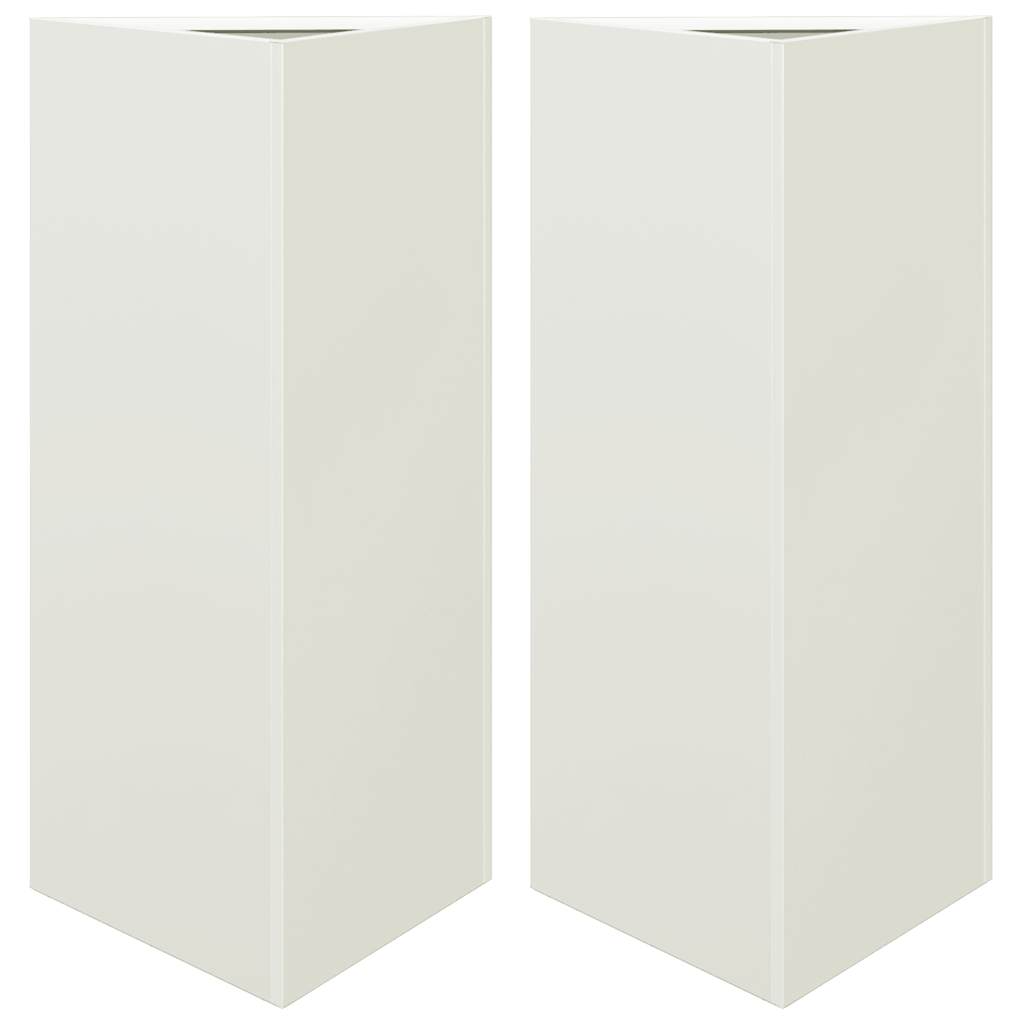 Vrtne sadilice 2 kom bijela trokutasta 40x34,5x75 cm čelične
