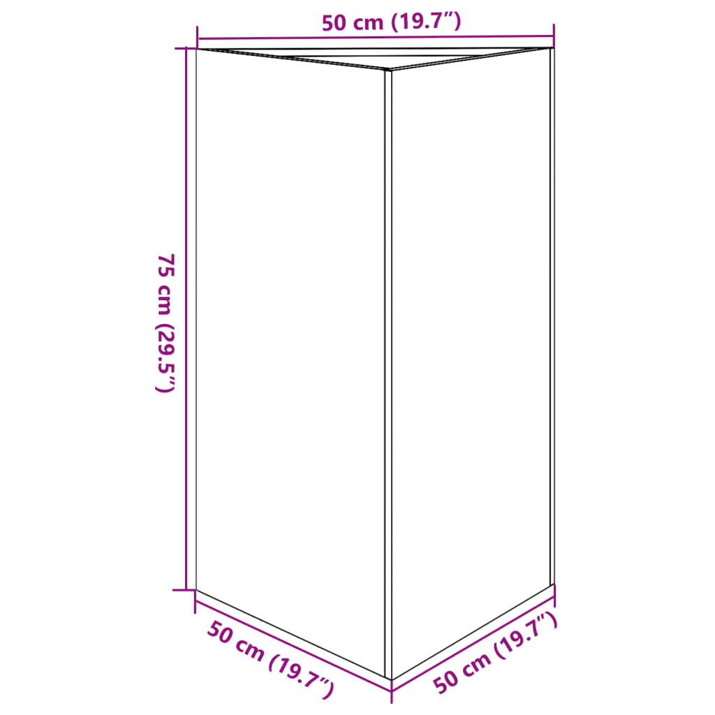 Vrtna sadilica crna trokutasta 50x43x75 cm čelična