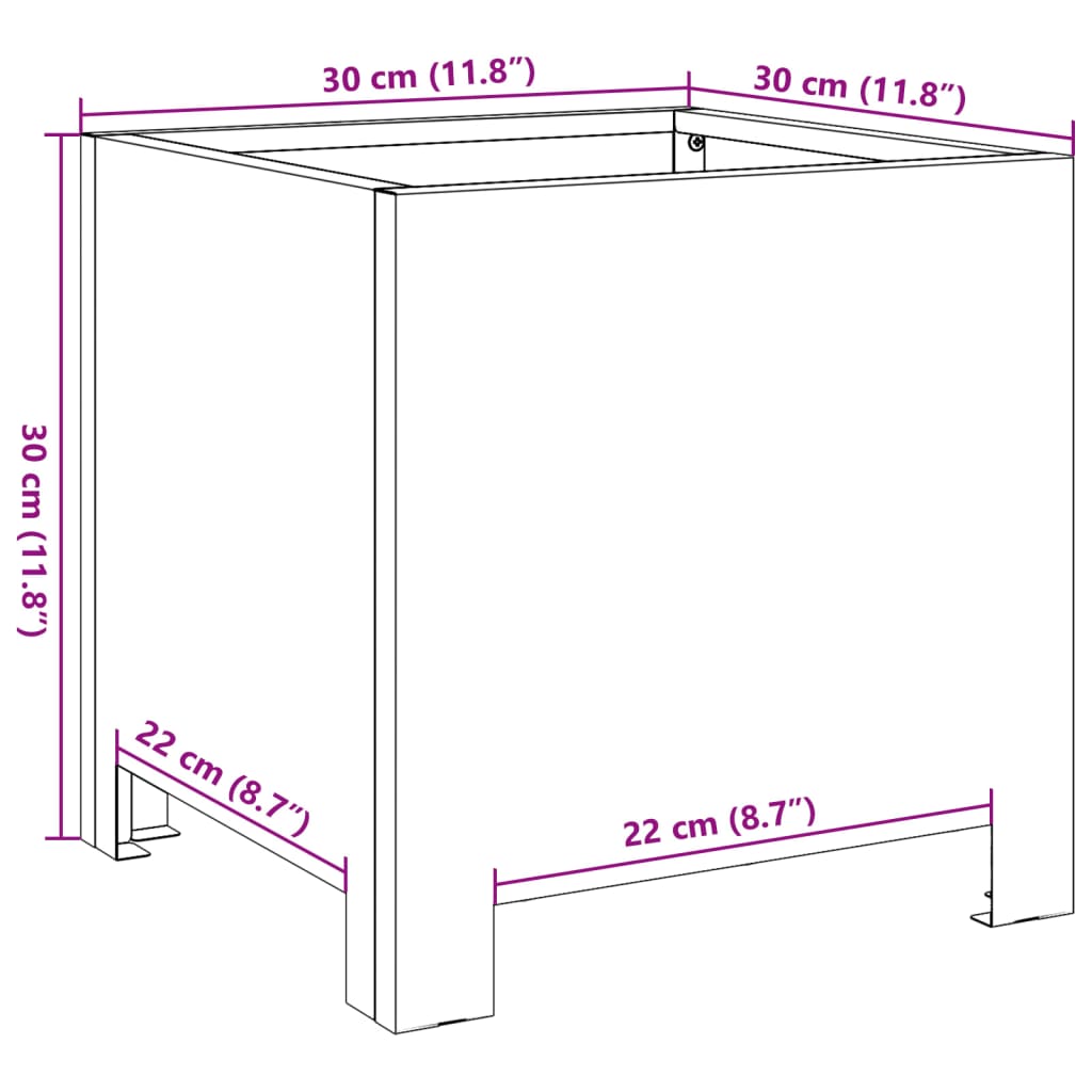 Vrtna sadilica crna 30 x 30 x 30 cm čelična