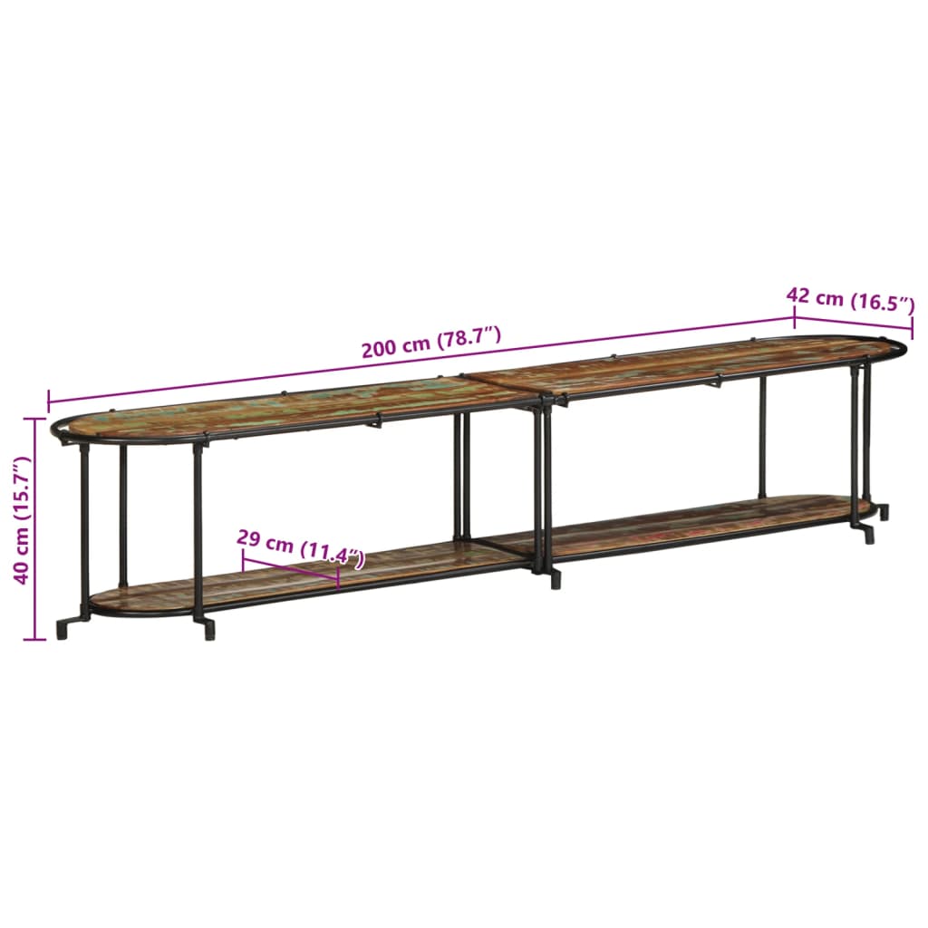 TV ormarić 200x42x40 cm od masivnog obnovljenog drva