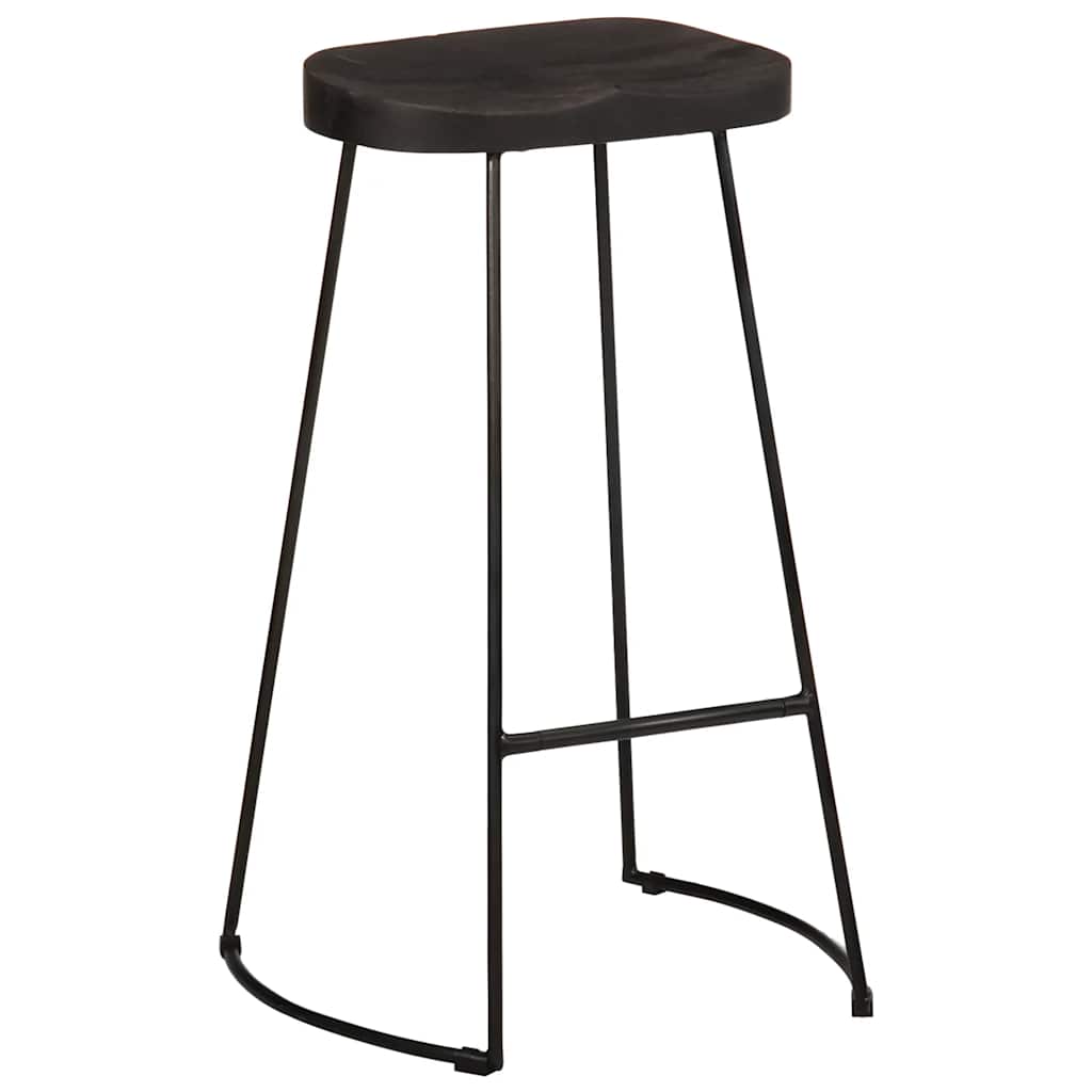 Barski stolci 2 kom crni 45x40x78 cm masivnog drva manga