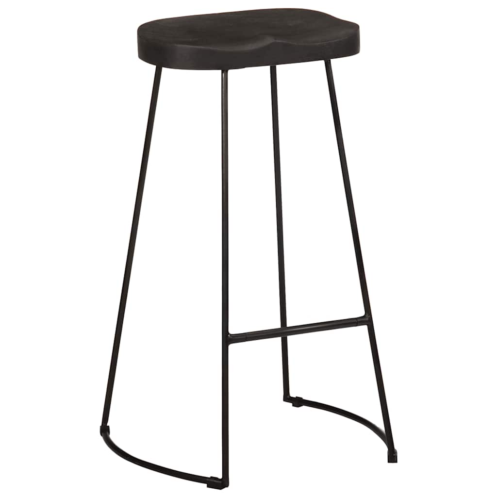 Barski stolci 2 kom crni 45x40x78 cm masivnog drva manga