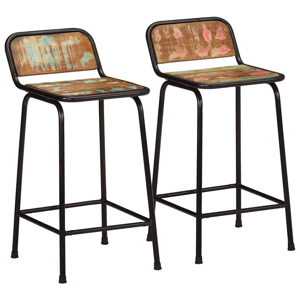 Barski stolci 2 kom 46x35,5x80 cm masivnog obnovljenog drva