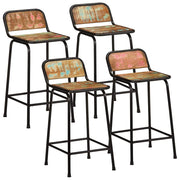 Barski stolci 4 kom 46x35,5x80 cm masivnog obnovljenog drva