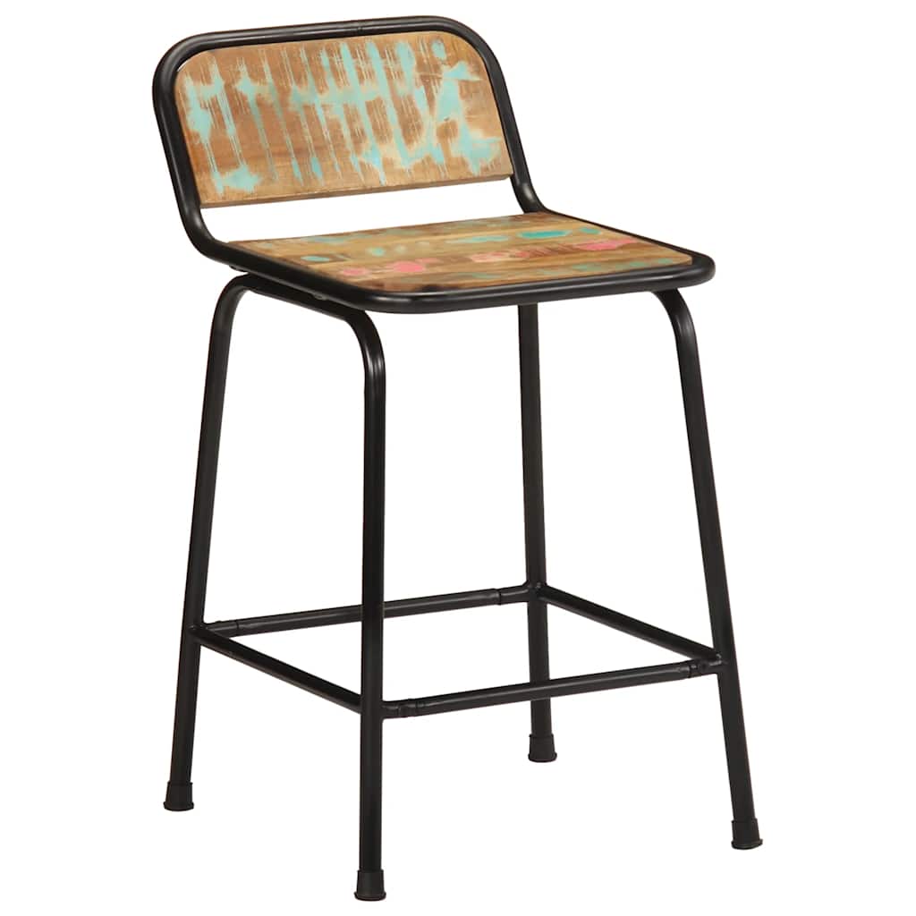Barski stolci 4 kom 46x35,5x70 cm masivnog obnovljenog drva