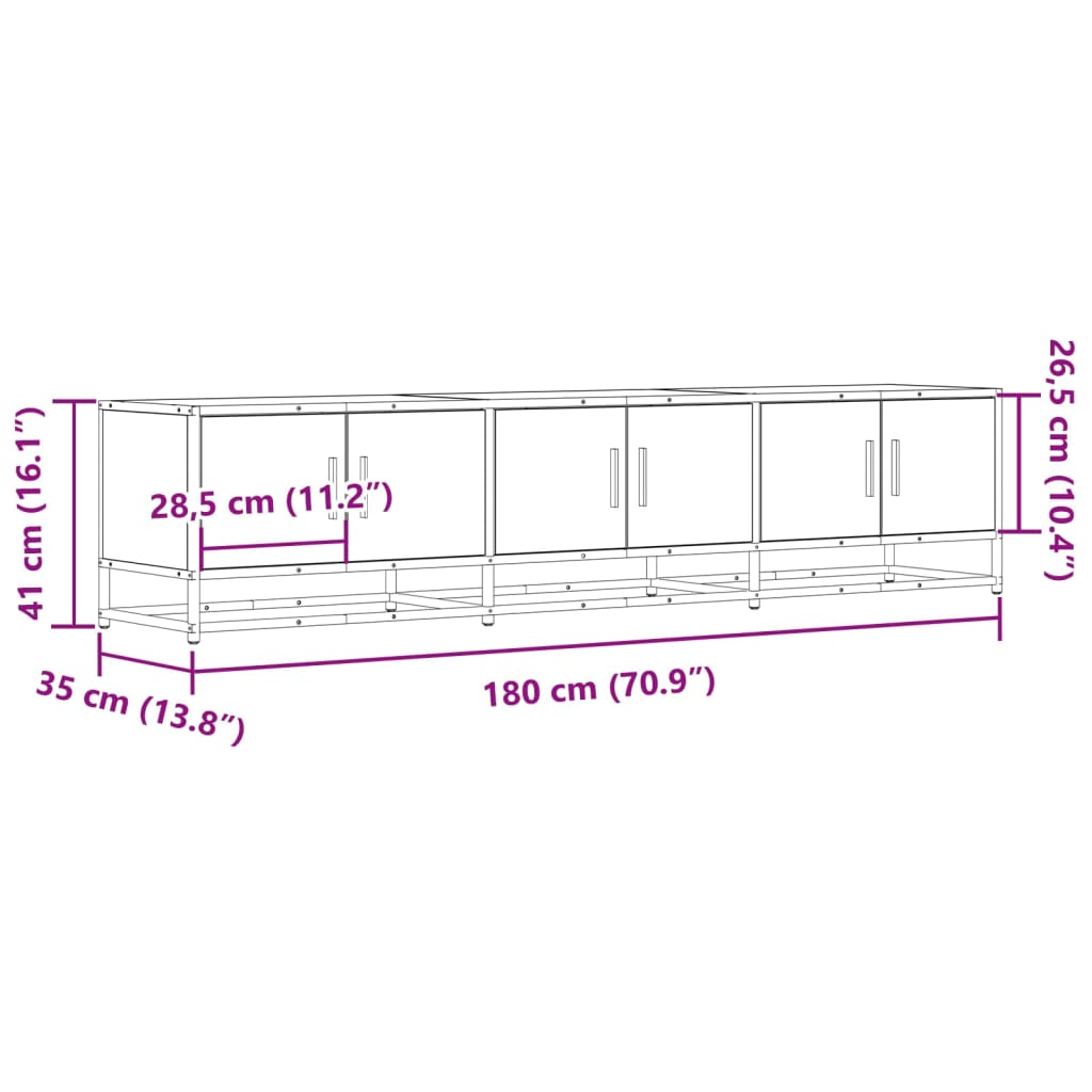 TV ormarić boja hrasta 180x35x41 cm od konstruiranog drva Smeđa