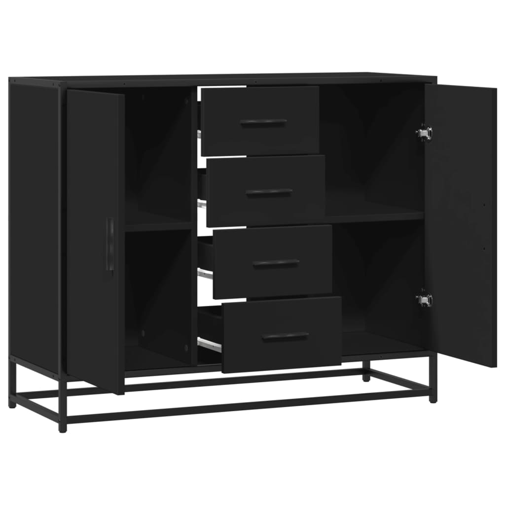 Komoda crna 92x35x76 cm od konstruiranog drva