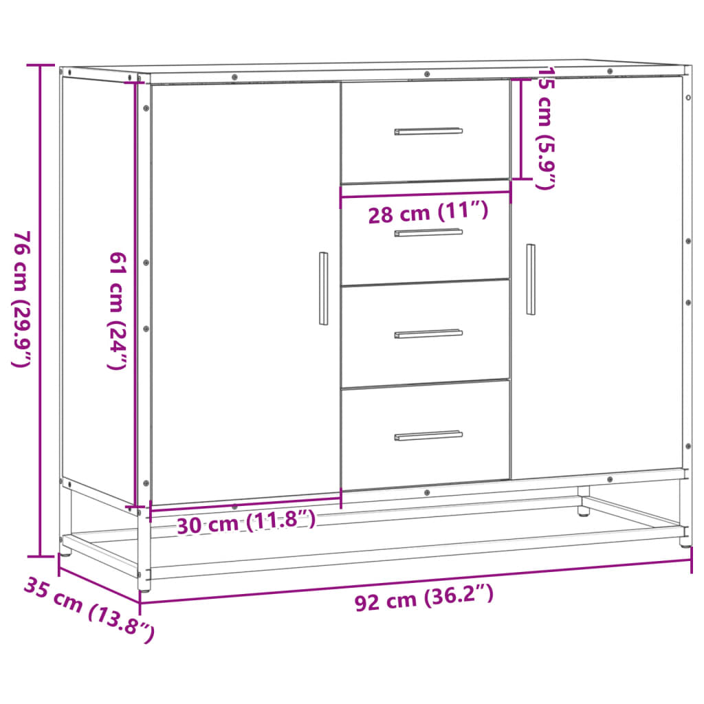 Komoda crna 92x35x76 cm od konstruiranog drva