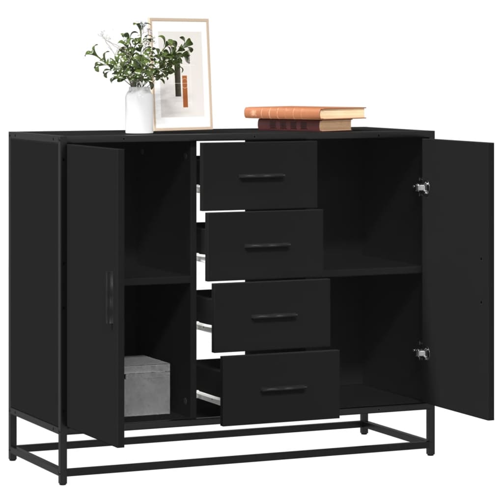 Komoda crna 92x35x76 cm od konstruiranog drva