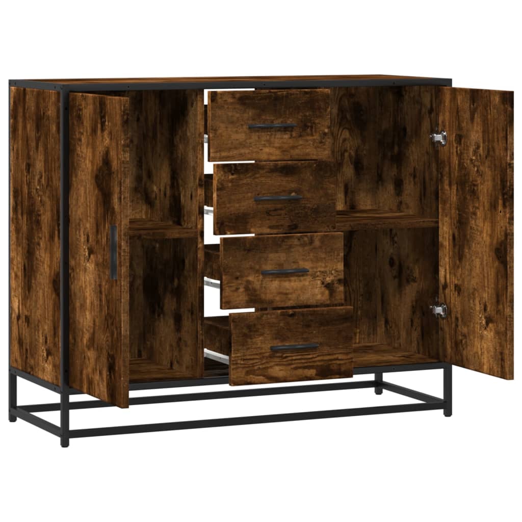 Komoda dimljeni hrast 92x35x76 cm konstruirano drvo