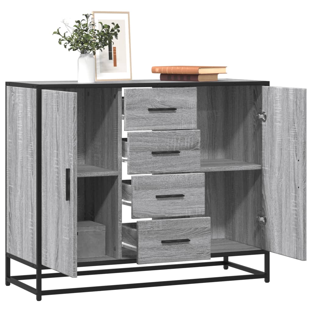 Komoda Siva Sonoma 92x35x76 cm Konstruirano drvo
