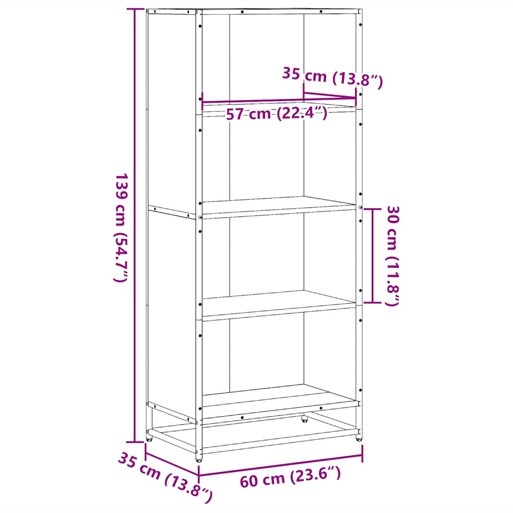 Polica za knjige smeđi hrast 60x35x139 cm izrađeno drvo