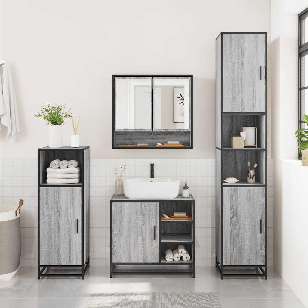 2-dijelni set kupaonskog namještaja siva boja hrasta drveni