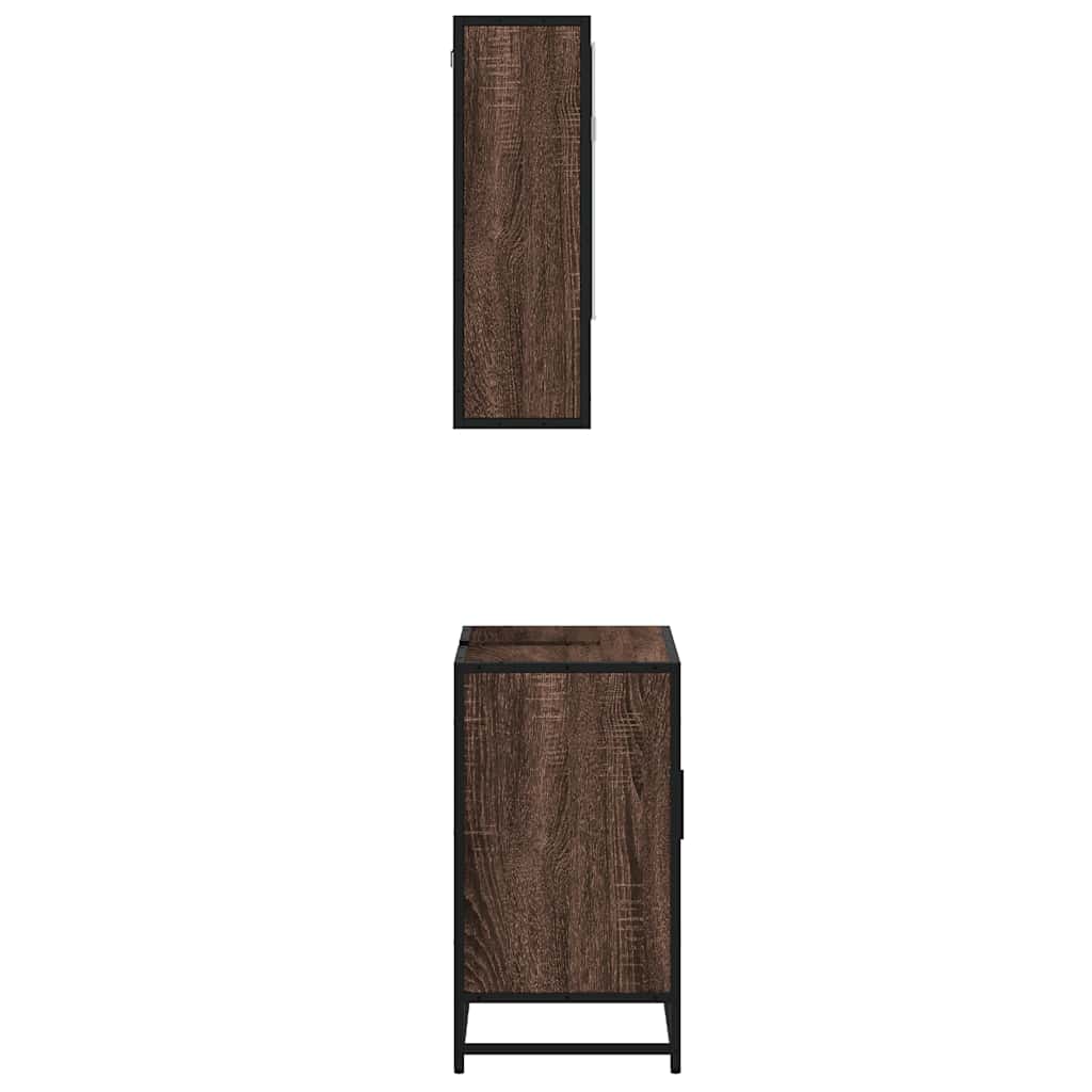 2-dijelni set kupaonskog namještaja boja smeđeg hrasta drveni