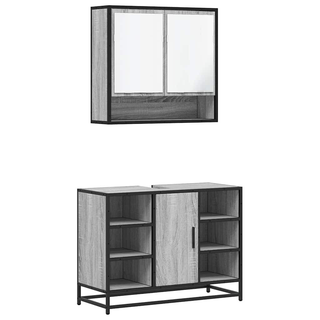 2-dijelni set kupaonskog namještaja siva boja hrasta drveni