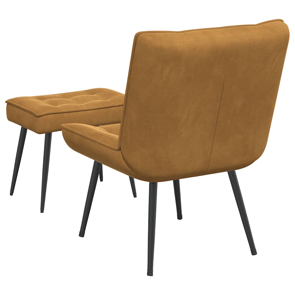 Stolica za opuštanje s osloncem za noge smeđa baršunasta
