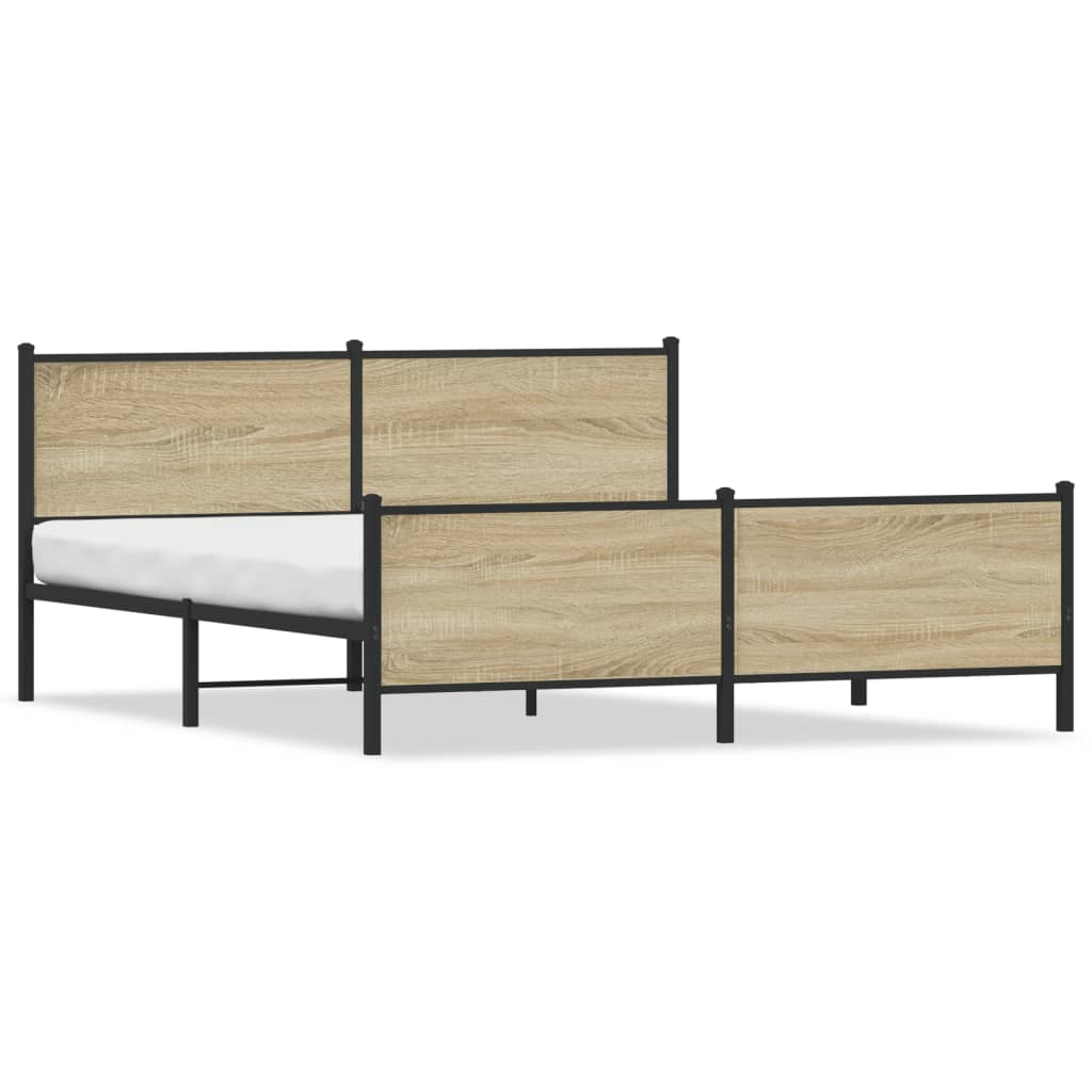 Metalni okvir kreveta bez madraca boja hrasta sonome 183x213 cm