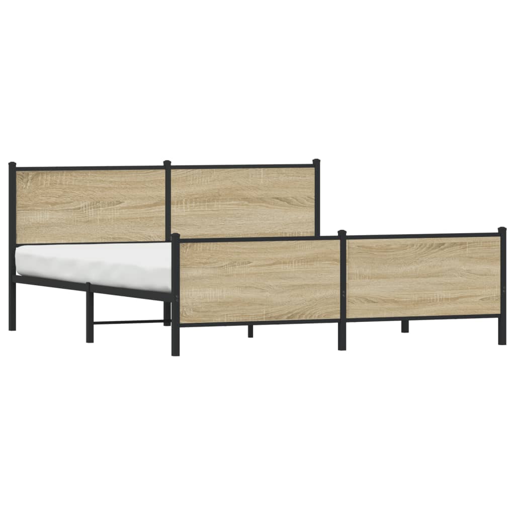 Metalni okvir kreveta bez madraca boja hrasta sonome 183x213 cm