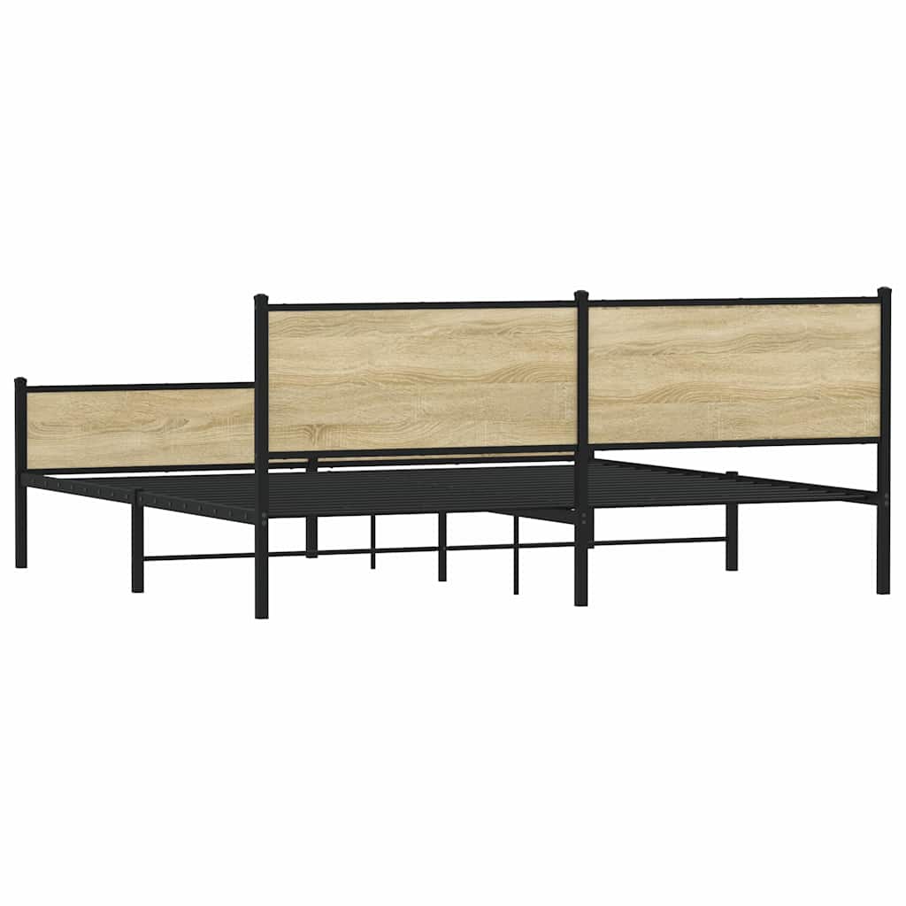 Metalni okvir kreveta bez madraca boja hrasta sonome 193x203 cm