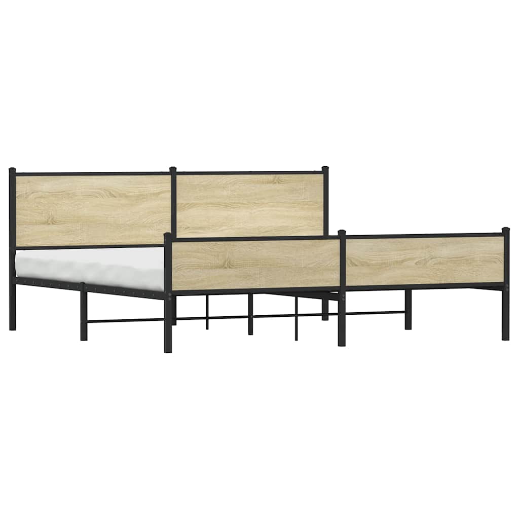 Metalni okvir kreveta bez madraca boja hrasta sonome 200x200 cm