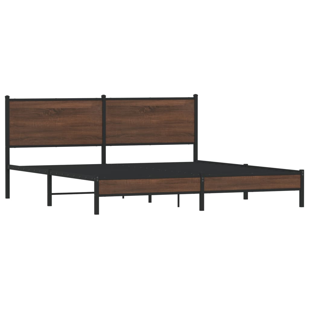 Metalni okvir kreveta bez madraca smeđa boja hrasta 180x200 cm