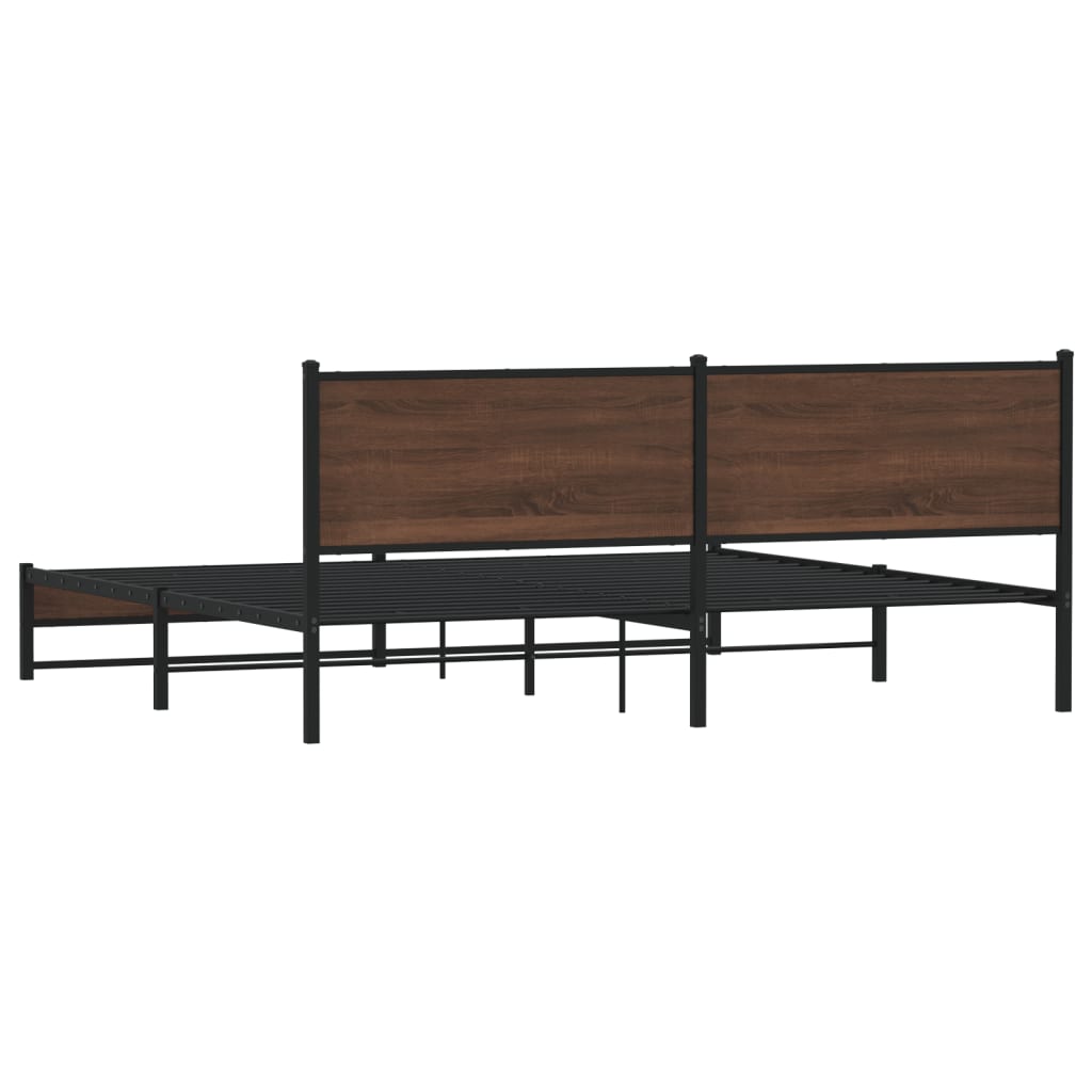 Metalni okvir kreveta bez madraca smeđa boja hrasta 200x200 cm