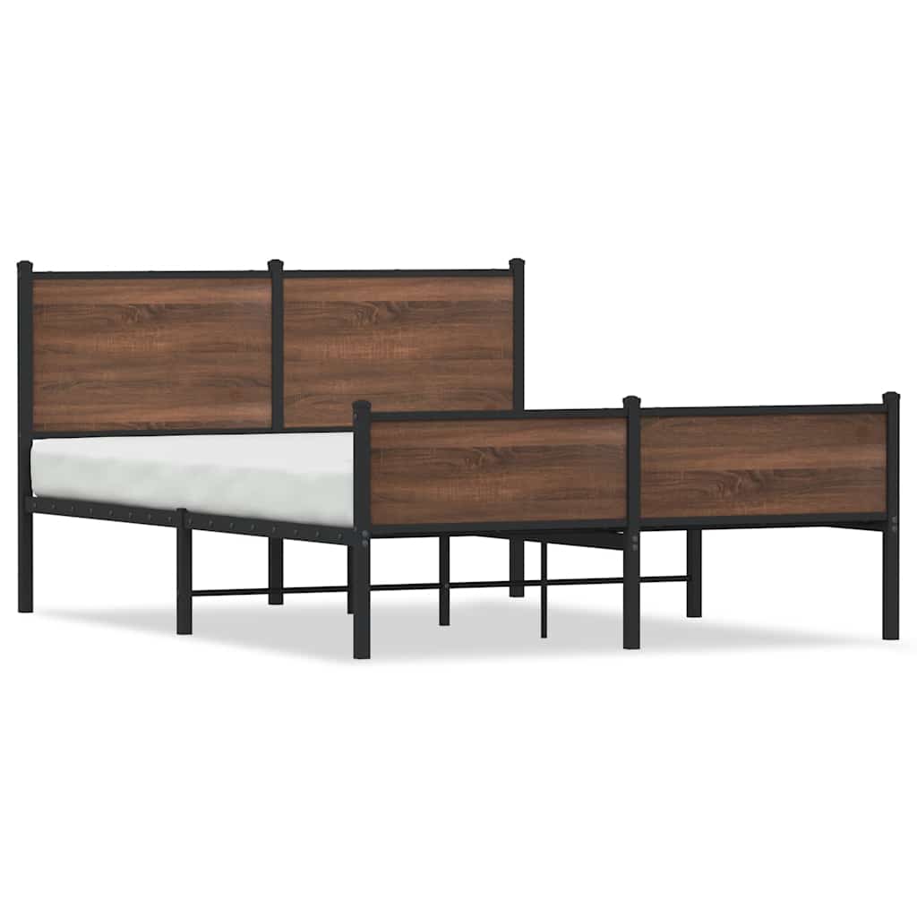Metalni okvir kreveta bez madraca smeđa boja hrasta 150x200 cm