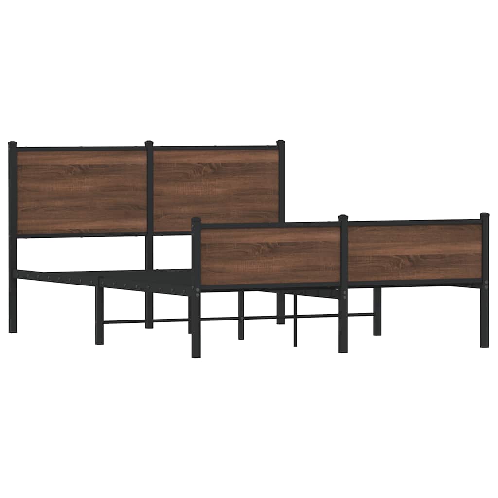 Metalni okvir kreveta bez madraca smeđa boja hrasta 150x200 cm