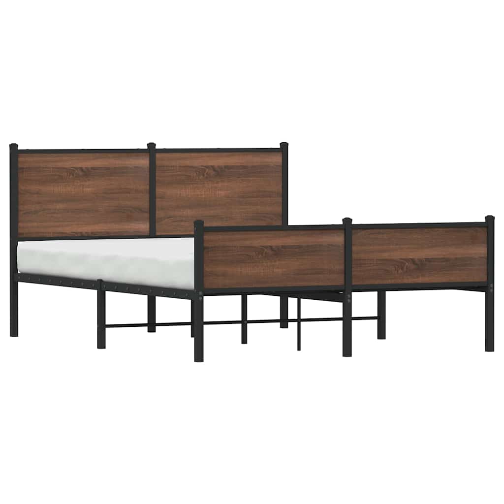 Metalni okvir kreveta bez madraca smeđa boja hrasta 150x200 cm