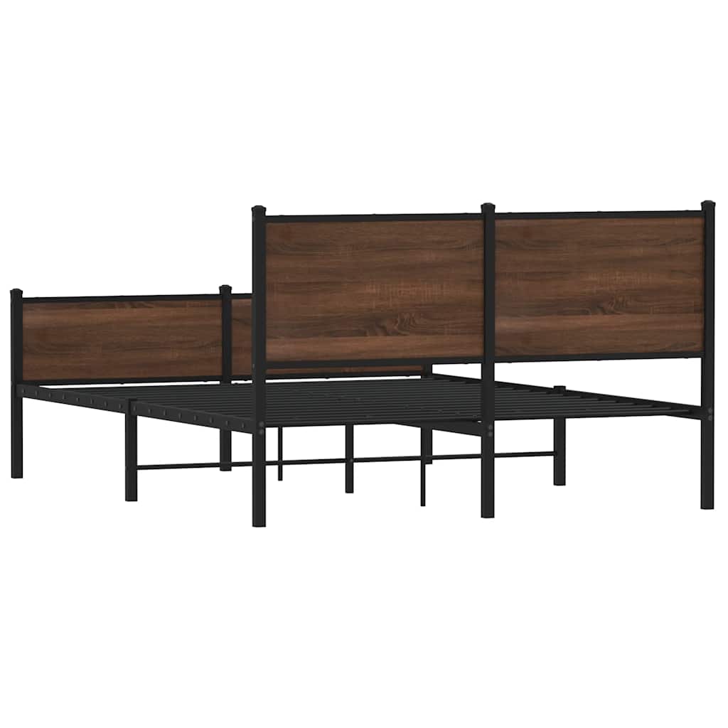 Metalni okvir kreveta bez madraca smeđa boja hrasta 150x200 cm