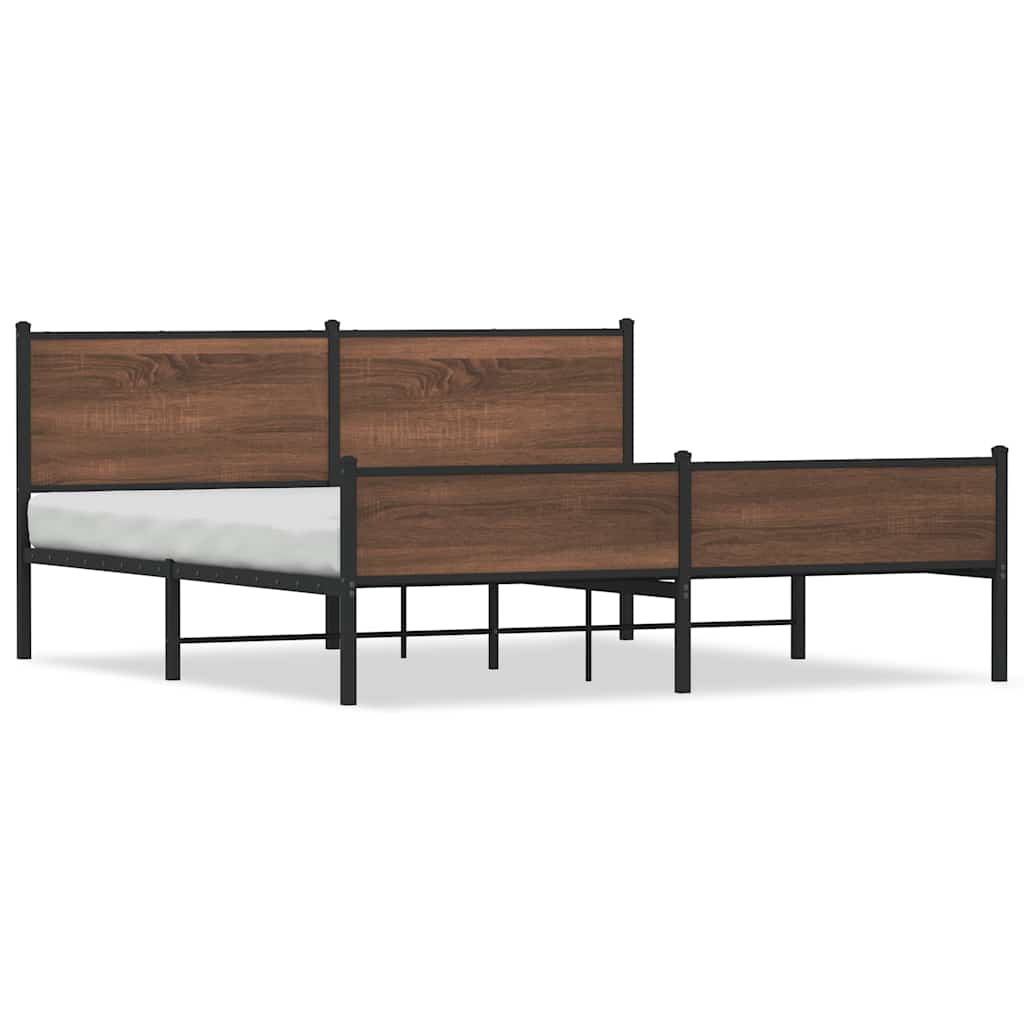 Metalni okvir kreveta bez madraca smeđa boja hrasta 160x200 cm