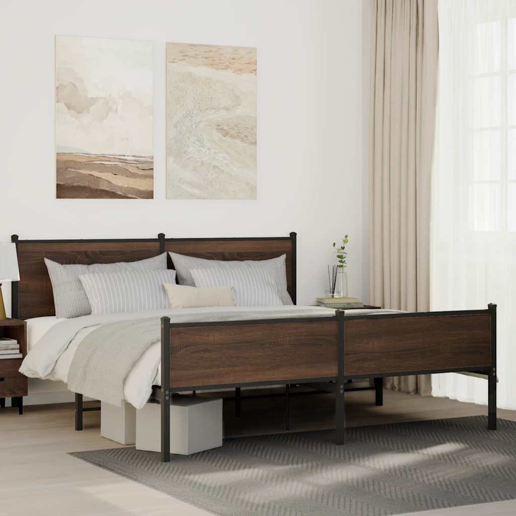 Metalni okvir kreveta bez madraca smeđa boja hrasta 160x200 cm