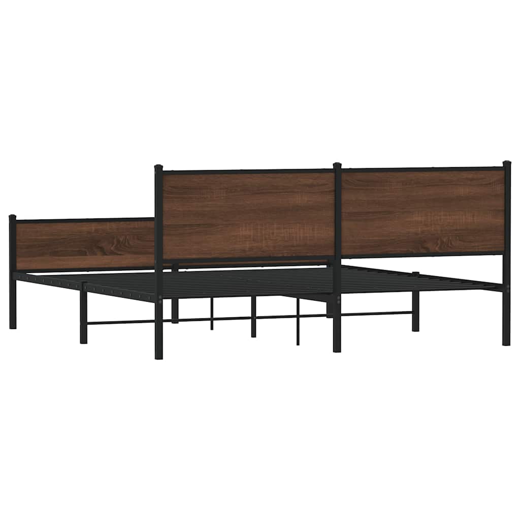 Metalni okvir kreveta bez madraca smeđa boja hrasta 180x200 cm