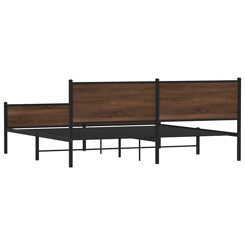 Metalni okvir kreveta bez madraca smeđa boja hrasta 200x200 cm