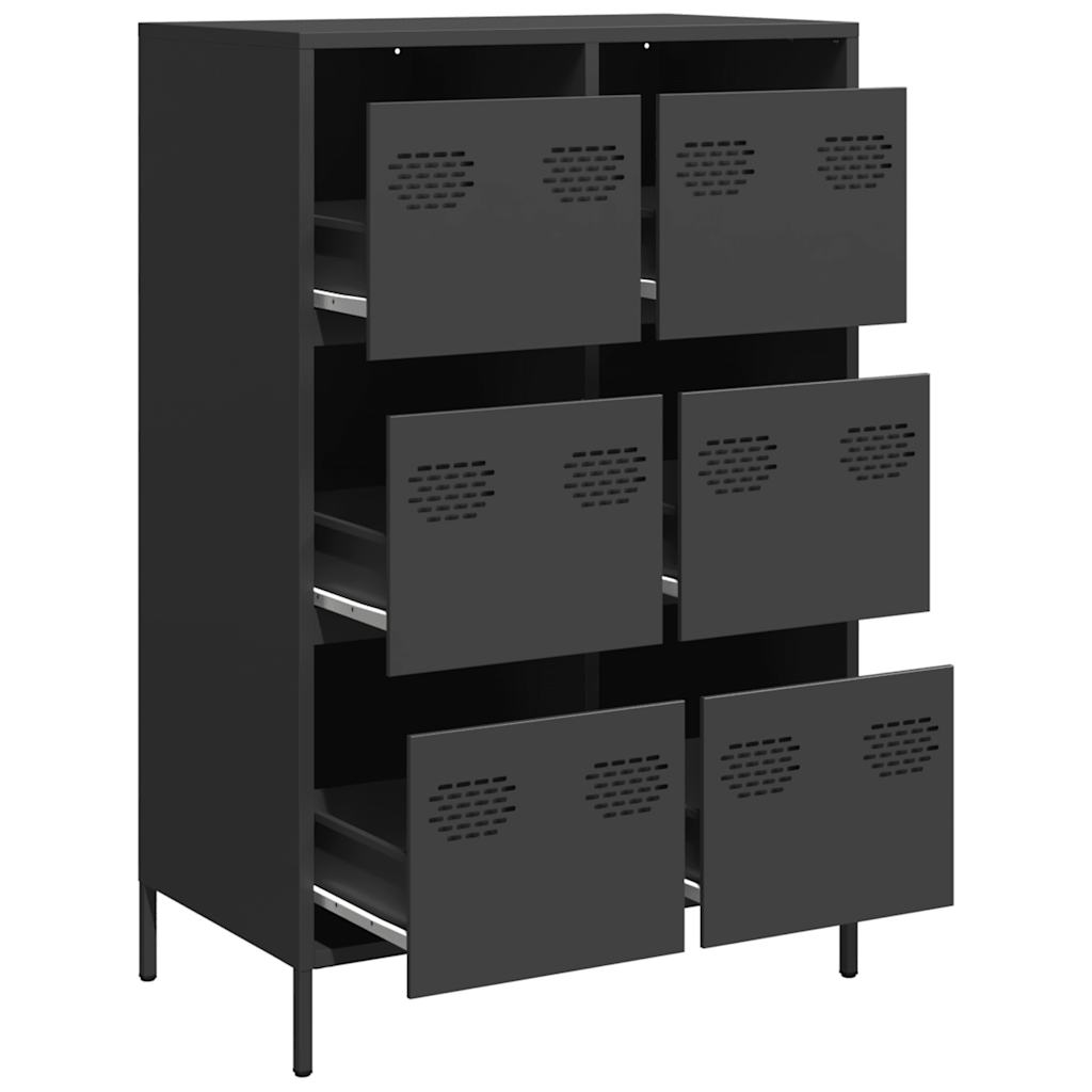 Visoka komoda crna 68 x 39 x 101,5 cm od čelika