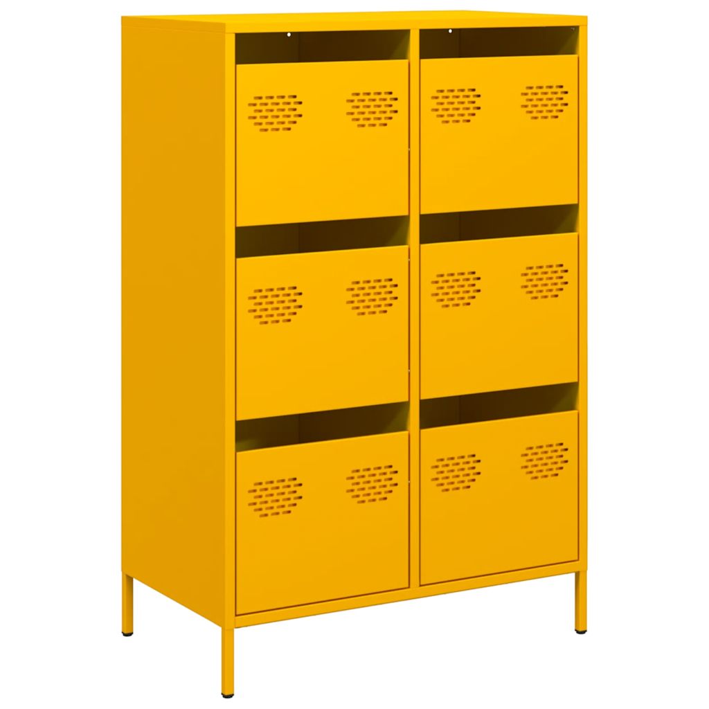 Visoka komoda boja senfa 68x39x101,5 cm od čelika