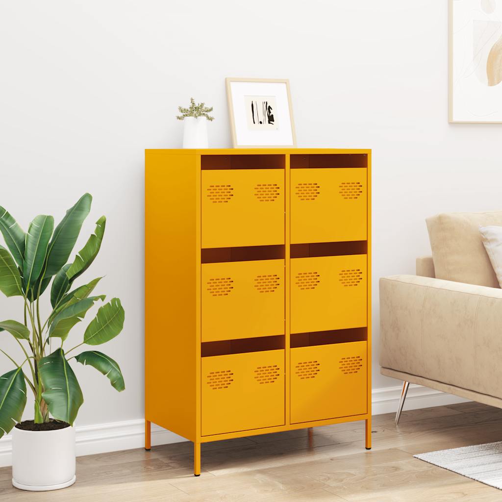Visoka komoda boja senfa 68x39x101,5 cm od čelika