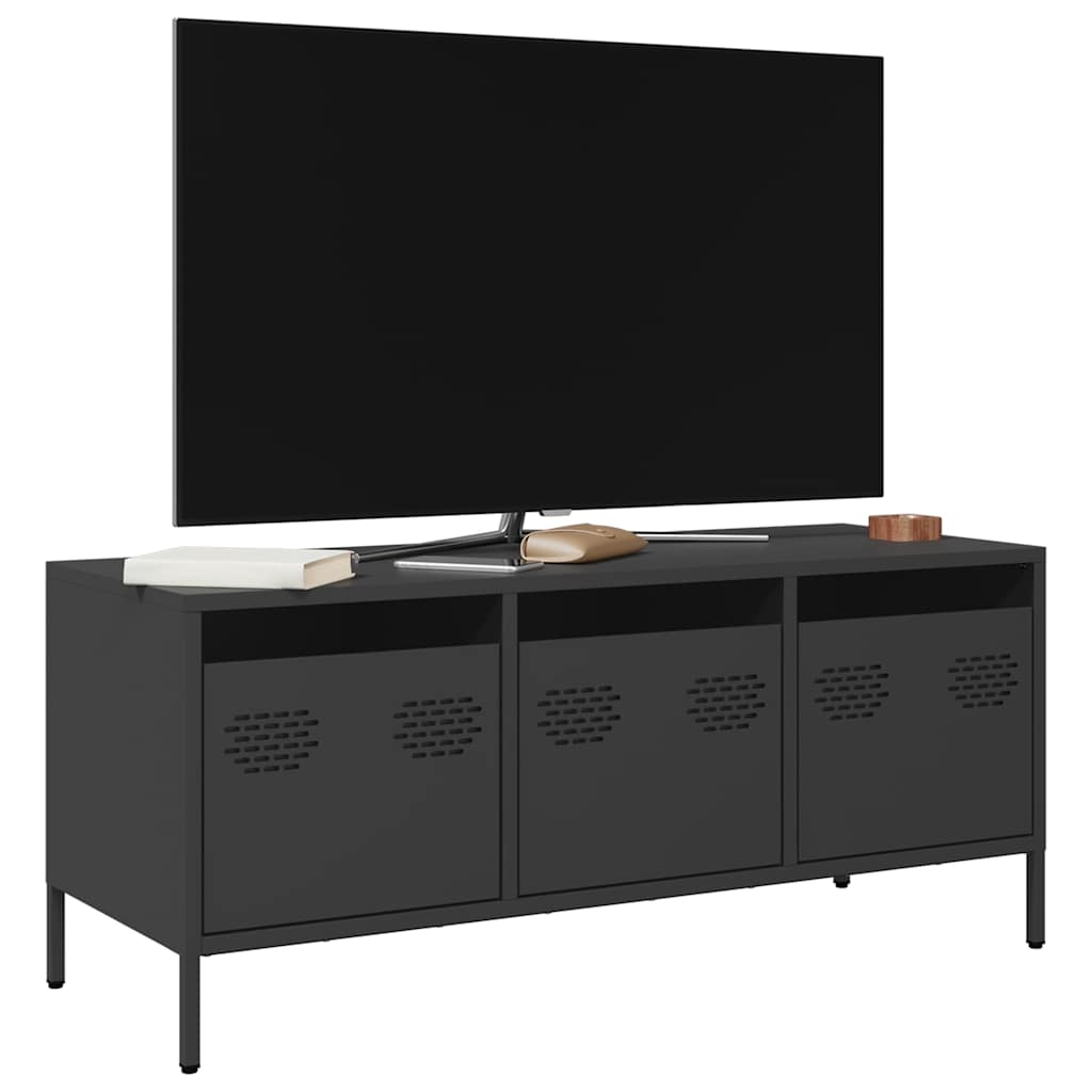 TV ormarić crni 101,5x39x43,5 cm hladno valjani čelik