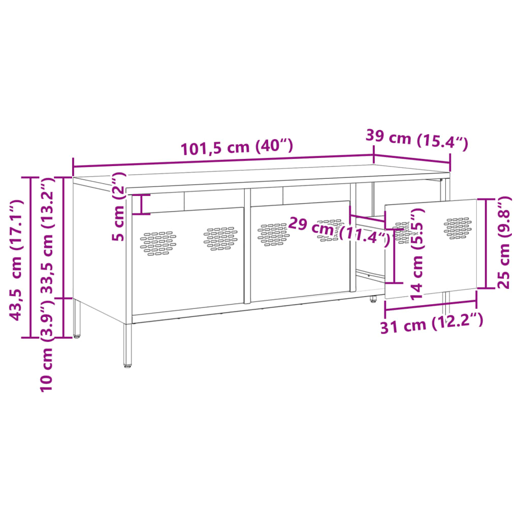 TV ormarić boja senfa 101,5x39x43,5 cm čelični