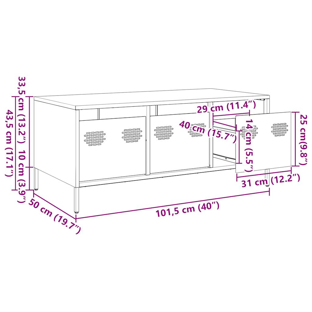 Stolić za kavu boje senfa 101,5x50x43,5 cm hladno valjani čelik