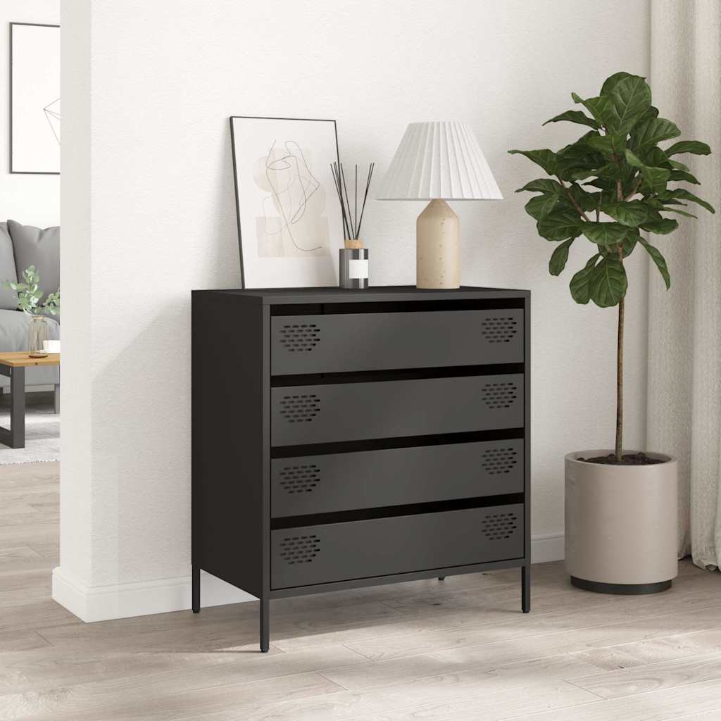Komoda crna 68x39x73,5 cm hladno valjani čelik