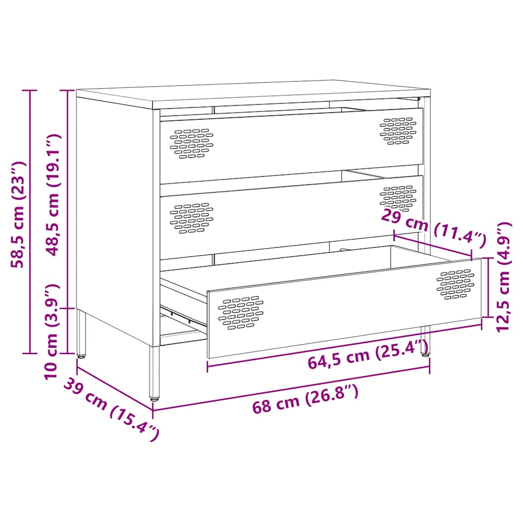 Komoda bijela 68x39x58,5 cm Hladno valjani čelik