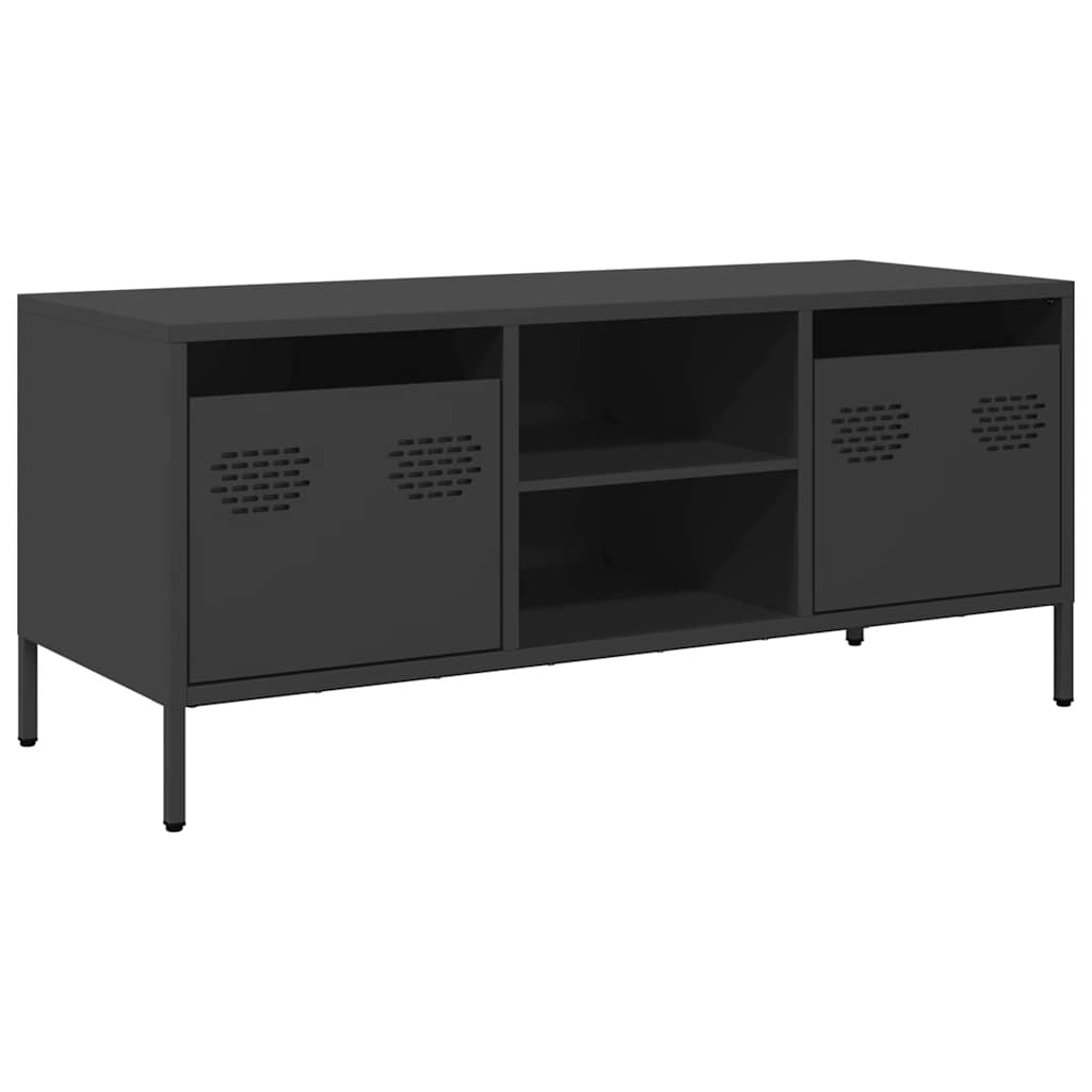TV ormarić crni 101,5x39x43,5 cm hladno valjani čelik