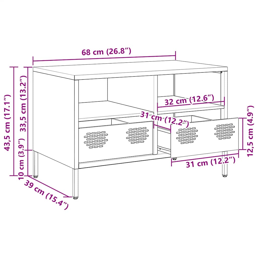 TV ormarić crni 68 x 39 x 43,5 cm hladno valjani čelik