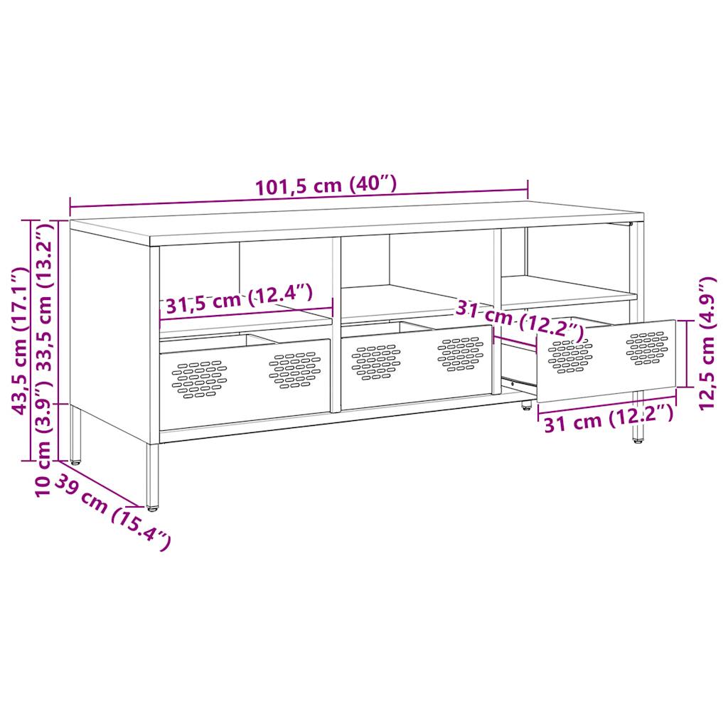 TV ormarić boja senfa 101,5x39x43,5 cm čelični