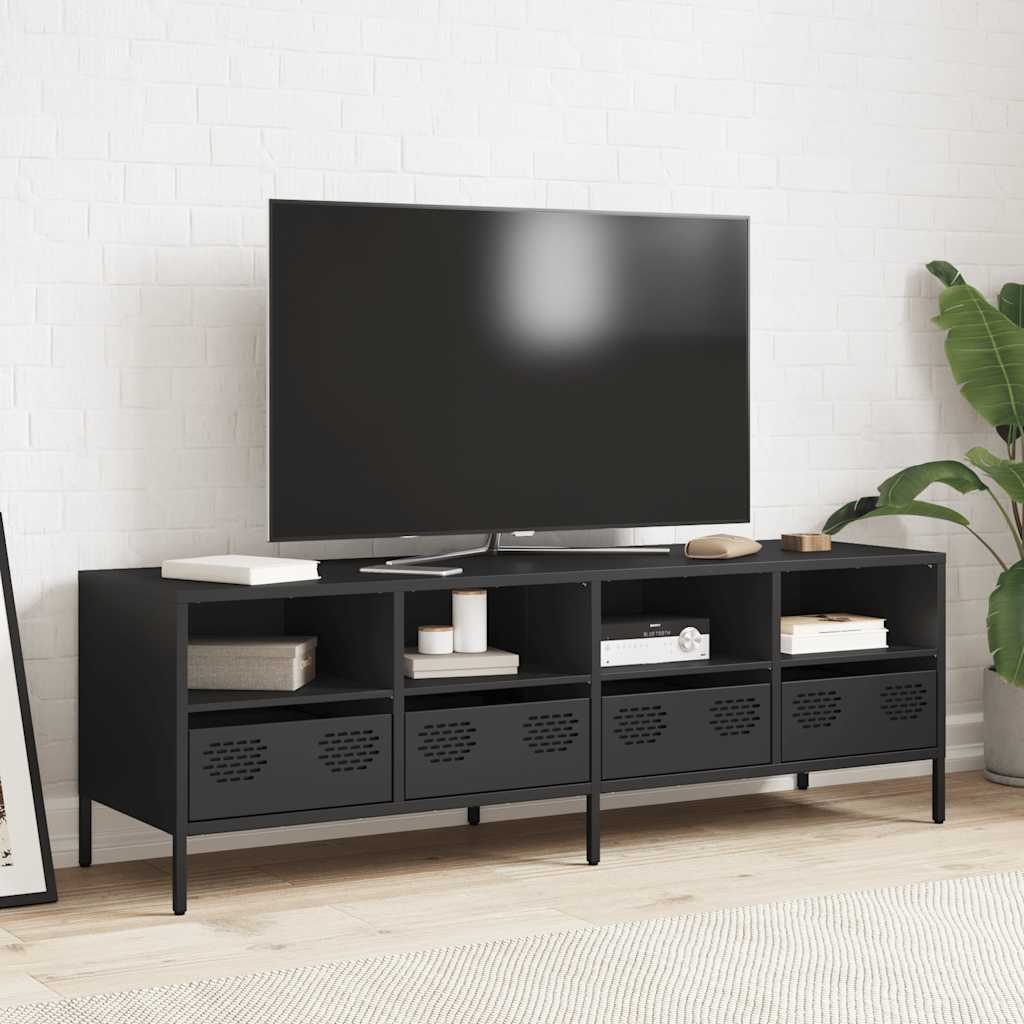 TV ormarić crni 135x39x43,5 cm hladno valjani čelik