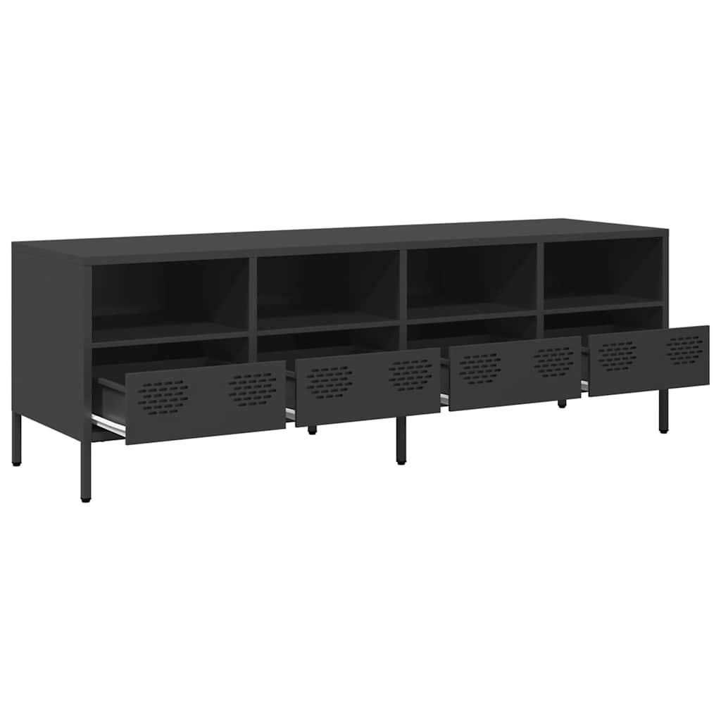 TV ormarić crni 135x39x43,5 cm hladno valjani čelik