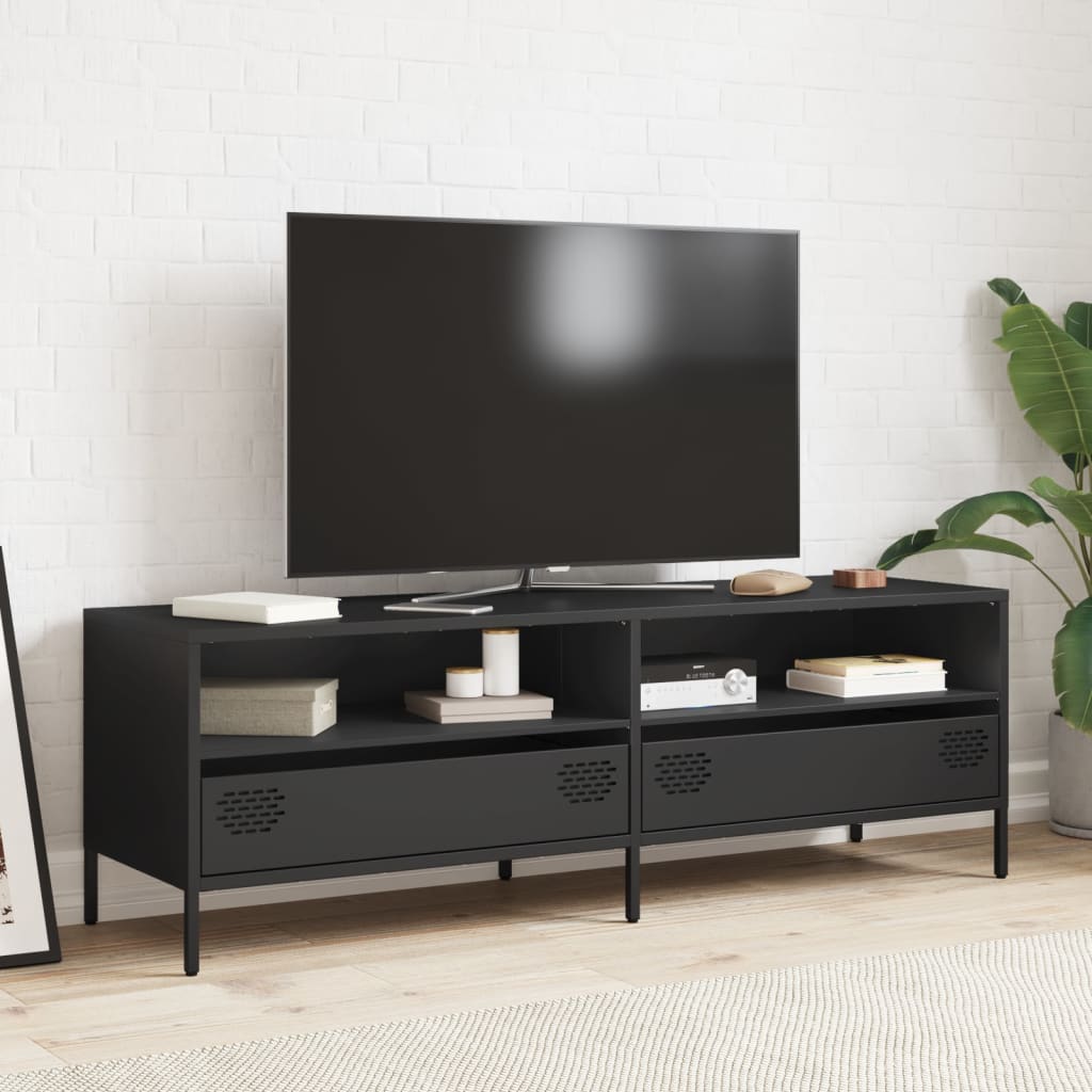 TV ormarić crni 135x39x43,5 cm hladno valjani čelik