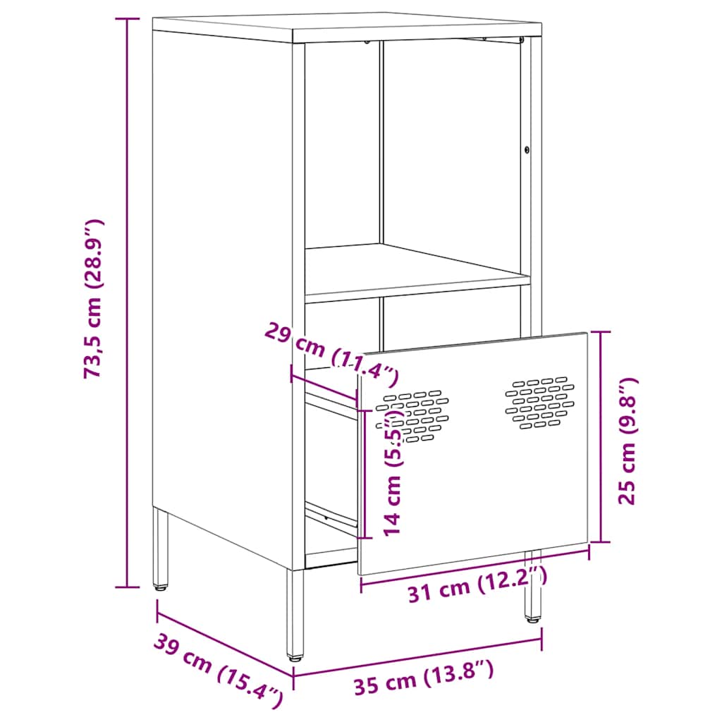Komoda crna 35x39x73,5 cm hladno valjani čelik